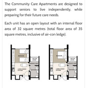 HDB CCA and 2 room flat property size