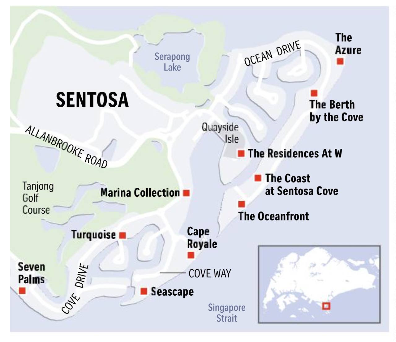 Singapore Property Sentosa Condo locations